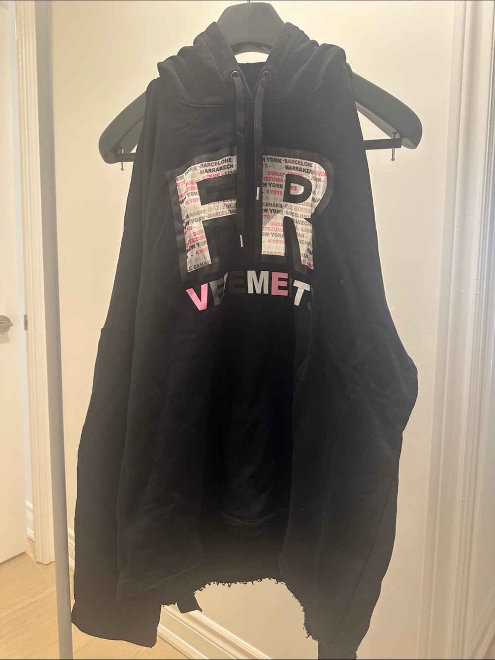Black Graphic Hoodie with Vetements logo
